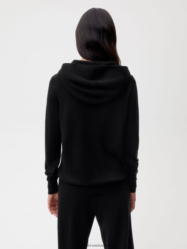 odjeća Pangaia hoodie s kapuljačom od merino vune crno žene 4VDHN050