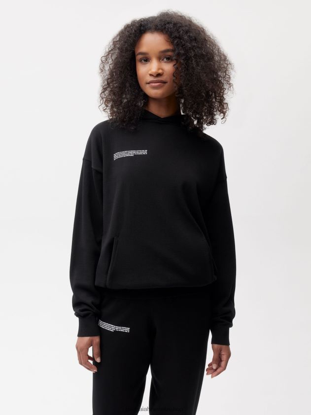 odjeća Pangaia majica s kapuljačom od organskog pamuka crno žene 4VDHN053