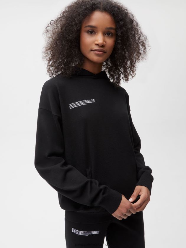 odjeća Pangaia majica s kapuljačom od organskog pamuka crno žene 4VDHN053