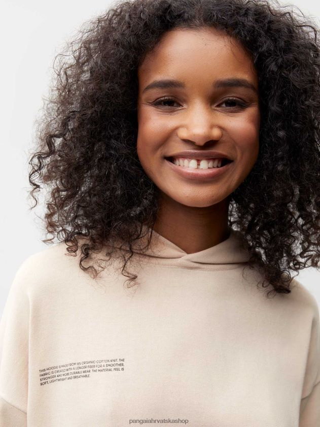 odjeća Pangaia majica s kapuljačom od organskog pamuka pijesak žene 4VDHN026