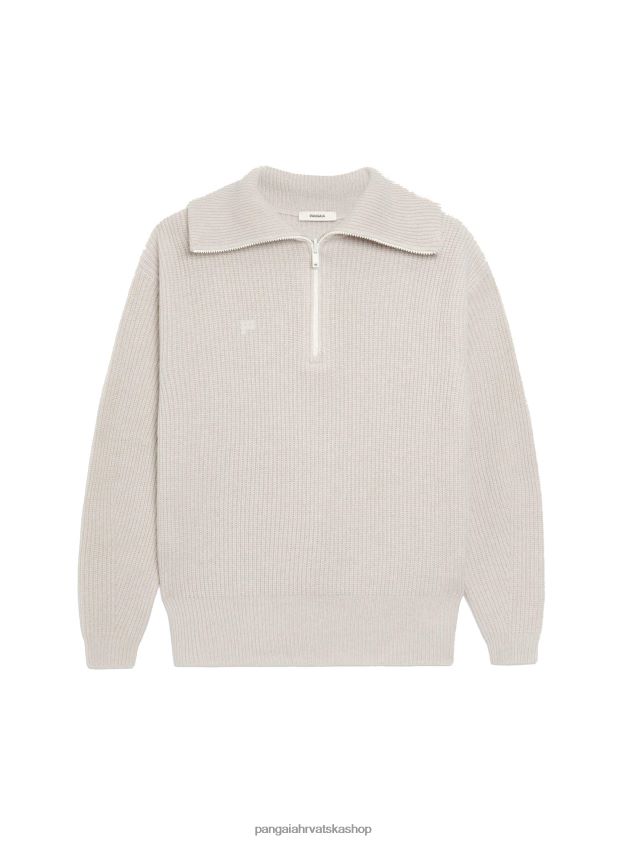 odjeća Pangaia džemper s pola patentnim zatvaračem od recikliranog kašmira zobena kaša žene 4VDHN0102