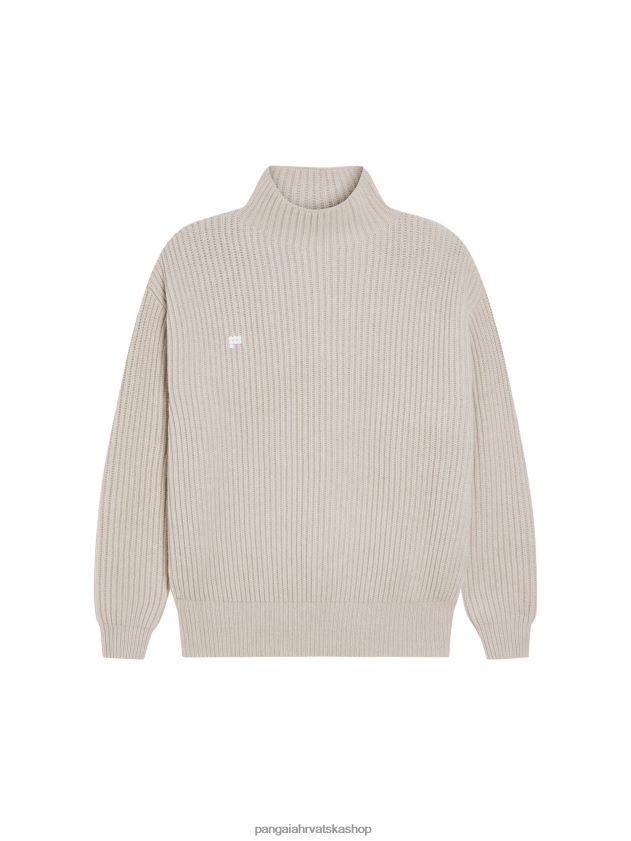 odjeća Pangaia lijevak od recikliranog kašmira - pulover oko ovratnika zobena kaša žene 4VDHN085