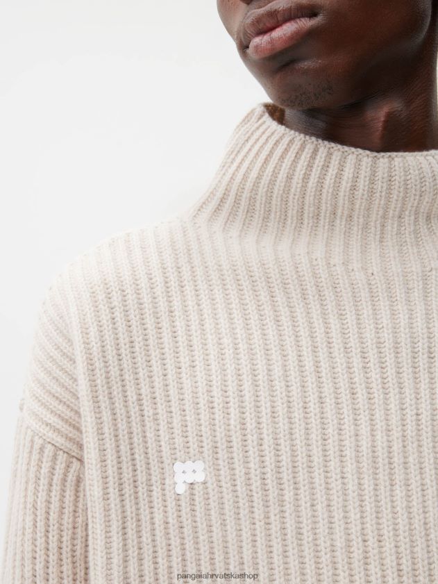 odjeća Pangaia lijevak od recikliranog kašmira - pulover oko ovratnika zobena kaša žene 4VDHN085