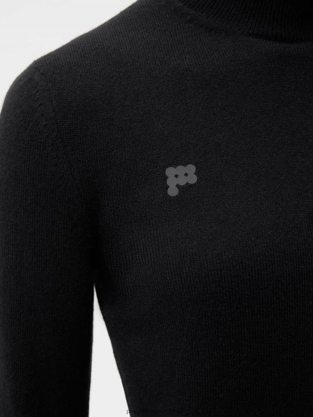 odjeća Pangaia majica s kratkim ovratnikom od recikliranog kašmira crno žene 4VDHN0104