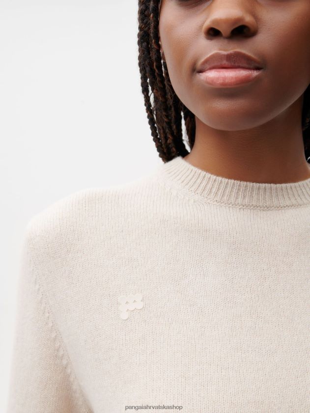 odjeća Pangaia majica s okruglim izrezom od recikliranog kašmira zobena kaša žene 4VDHN0117