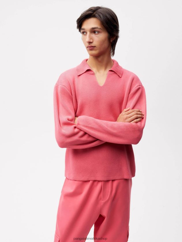 odjeća Pangaia pleteni džemper s otvorenim ovratnikom lotos ružičasta žene 4VDHN0120