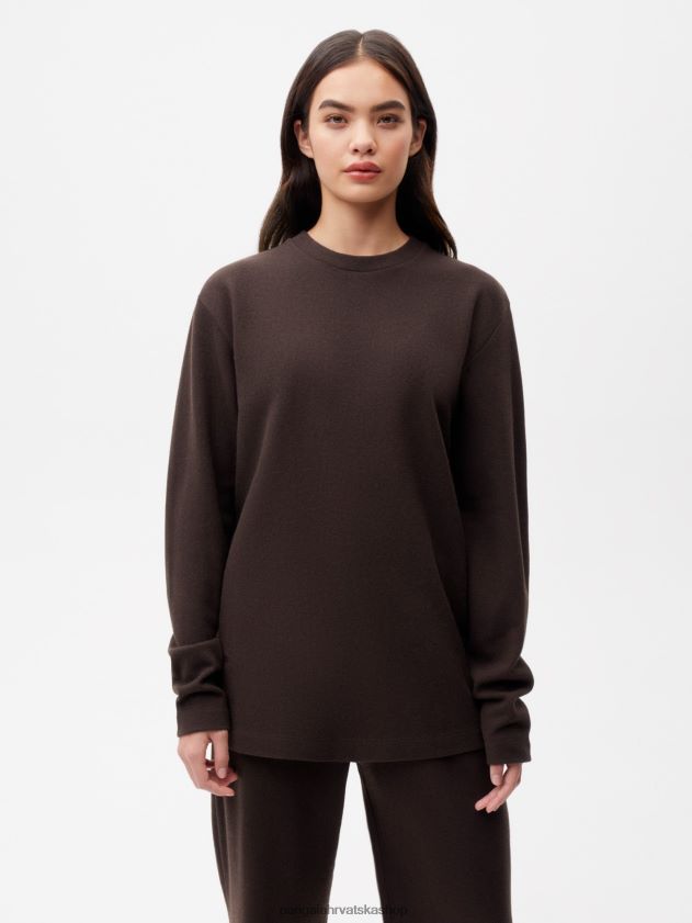 odjeća Pangaia majica s dugim rukavima od reciklirane vune kesten smeđa žene 4VDHN0200