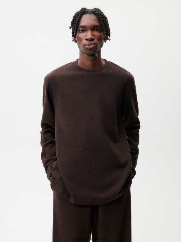 odjeća Pangaia majica s dugim rukavima od reciklirane vune kesten smeđa žene 4VDHN0200