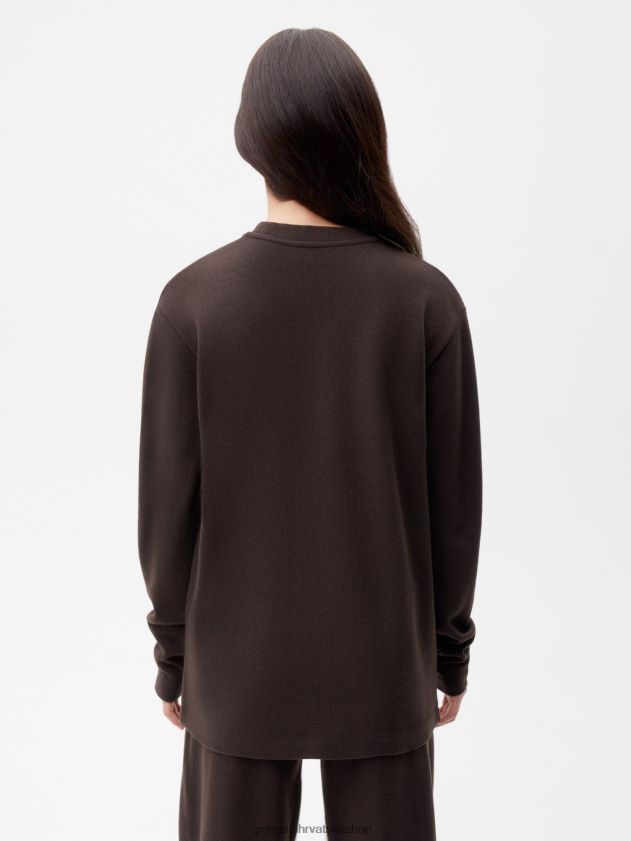 odjeća Pangaia majica s dugim rukavima od reciklirane vune kesten smeđa žene 4VDHN0200