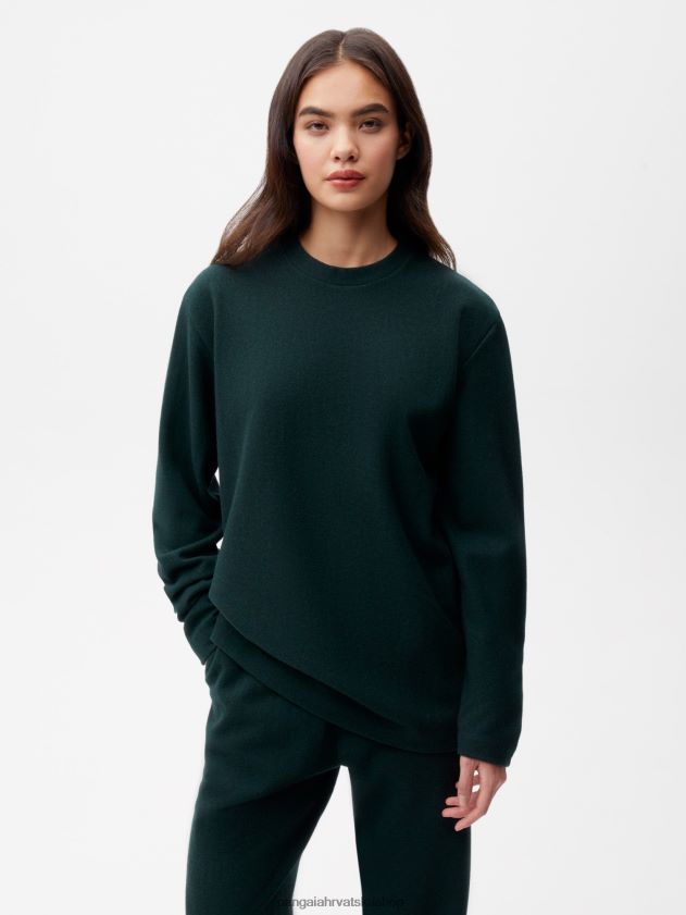 odjeća Pangaia majica s dugim rukavima od reciklirane vune lišće zeleno žene 4VDHN0140