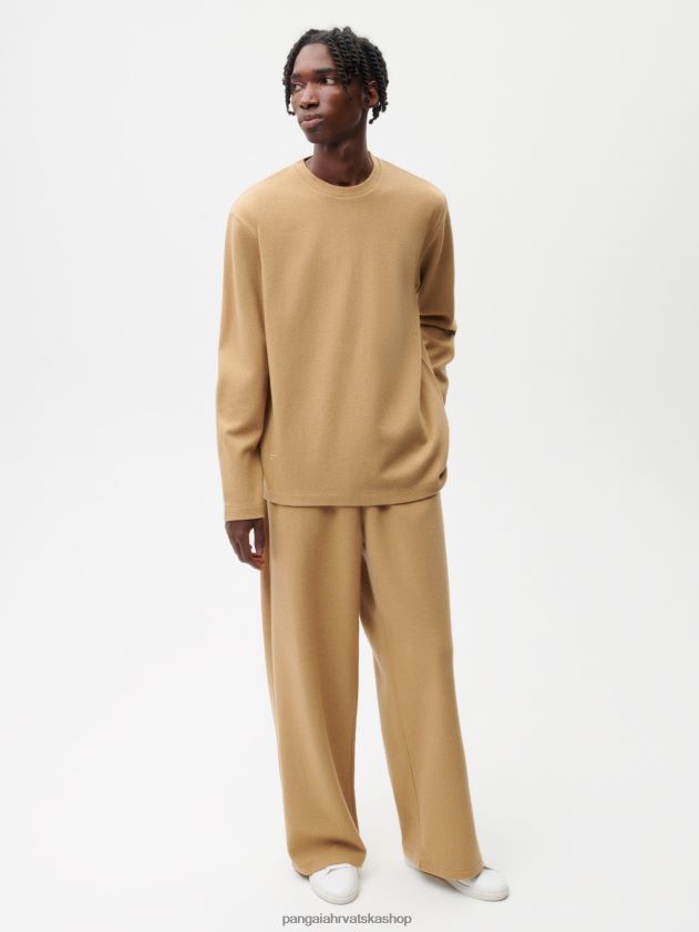 odjeća Pangaia majica s dugim rukavima od reciklirane vune smeđa žene 4VDHN0206