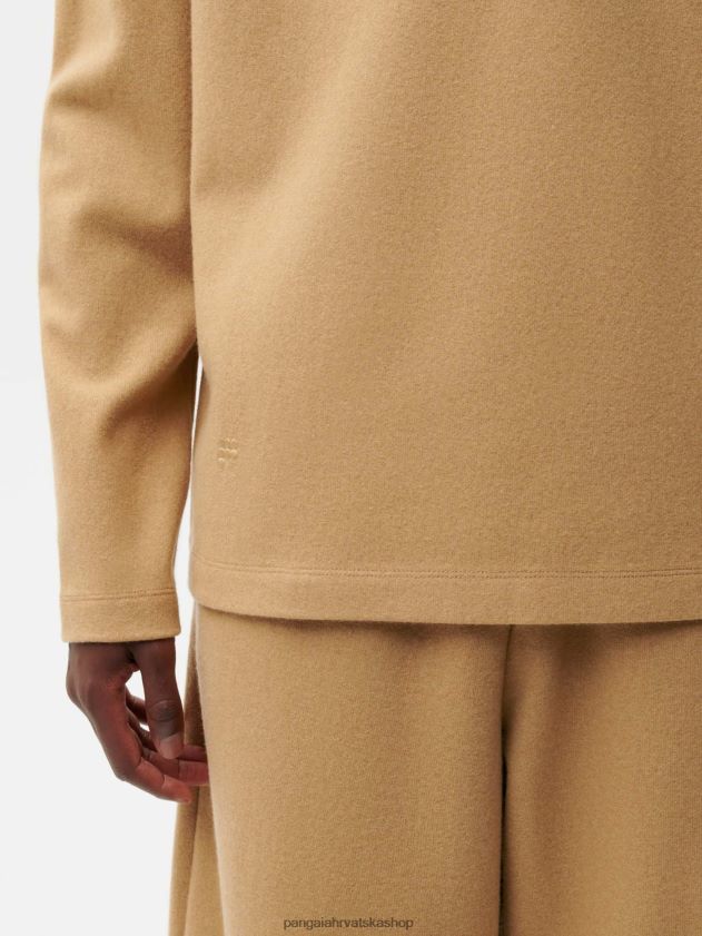 odjeća Pangaia majica s dugim rukavima od reciklirane vune smeđa žene 4VDHN0206