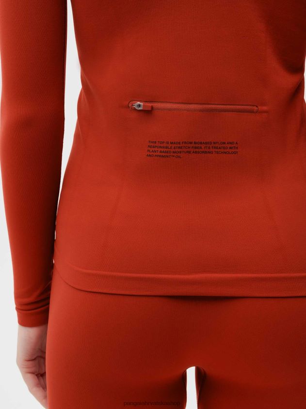 odjeća Pangaia motion x gornji dio dugih rukava s patentnim zatvaračem jaspis crvena žene 4VDHN0146